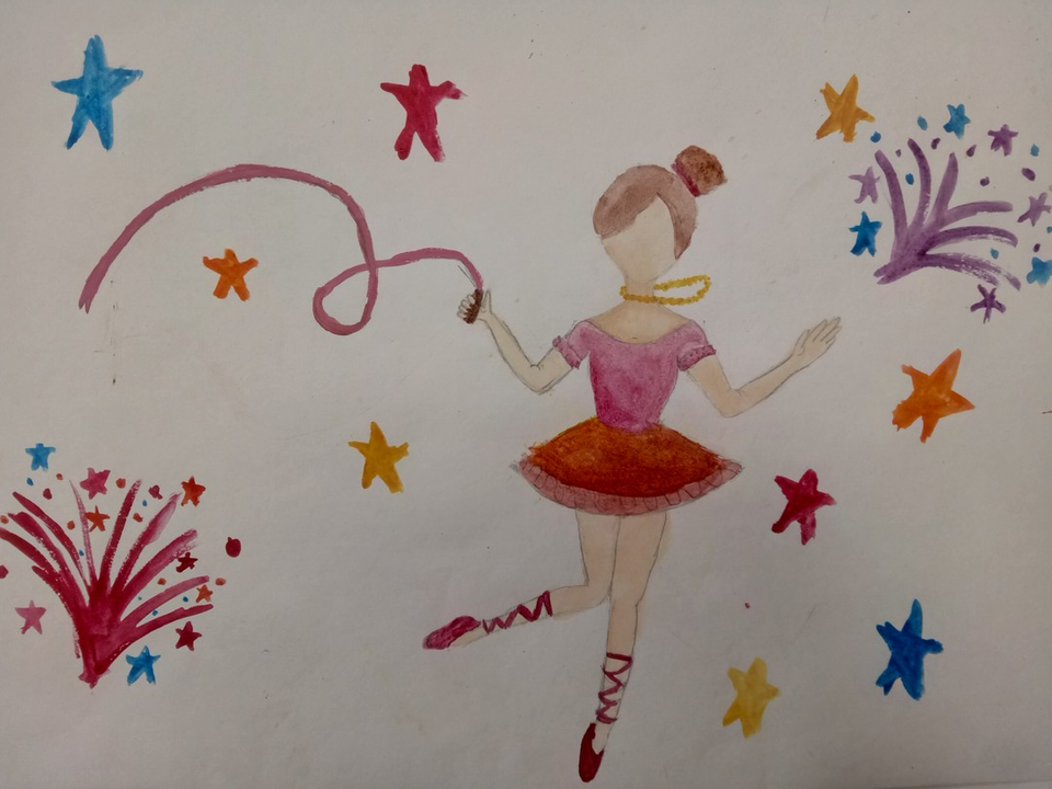Детский рисунок - гимнастка