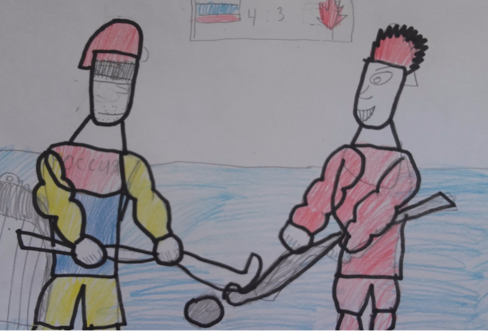 Детский рисунок - Хоккеисты
