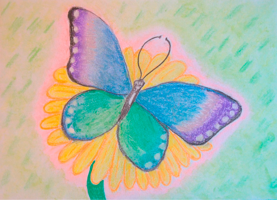 Детский рисунок - Бабочка Морфо