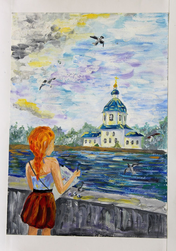 Детский рисунок - Я рисую родной город Чебоксары