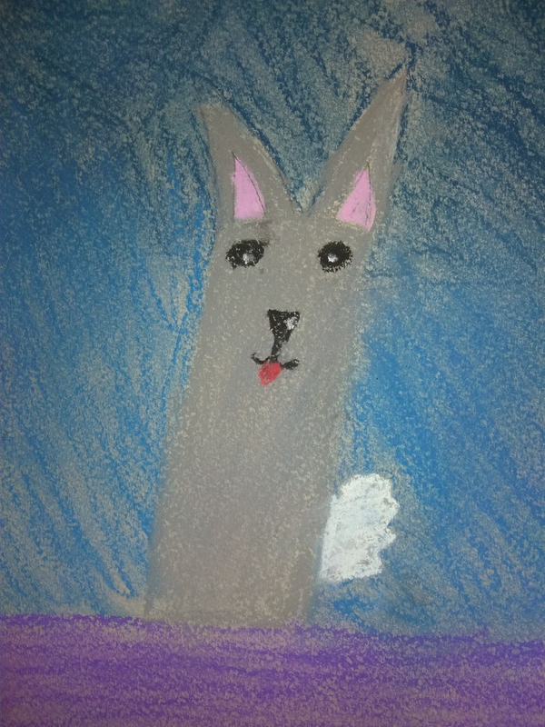 Детский рисунок - Игрушечный зайка