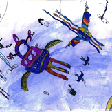 Рисунок "Баба-Яга и трехглавый дракон летят на Луну" на конкурс "Конкурс детского рисунка по 6-й серии сериала Рисовашки "На Луну""