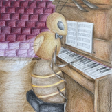 Рисунок "Музицирующая пчела" на конкурс "Конкурс творческого рисунка “Свободная тема-2021”"