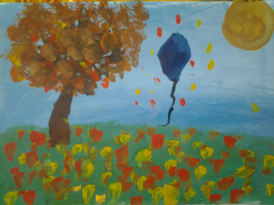 Детский рисунок - Осенний ветер