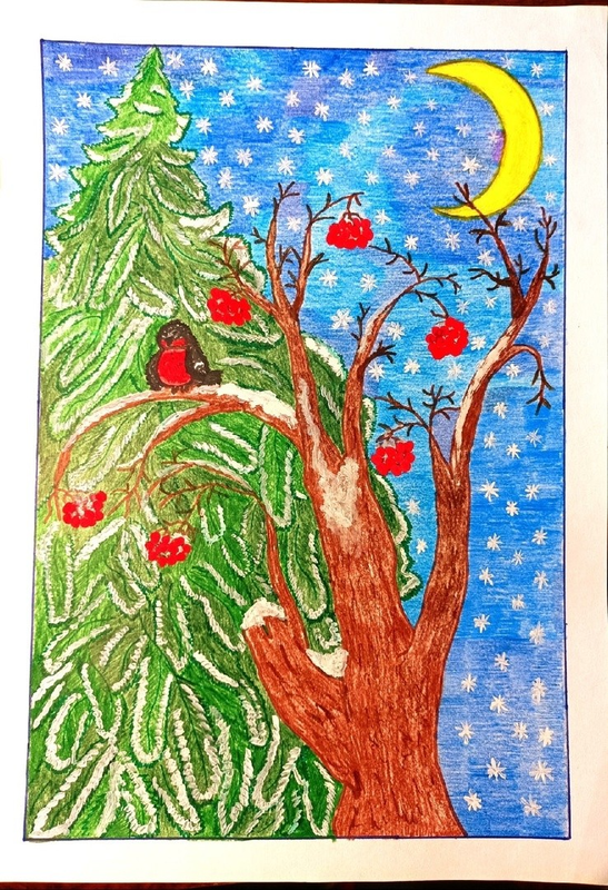 Детский рисунок - краски зимы