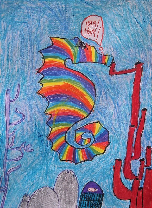 Детский рисунок - Морской конек
