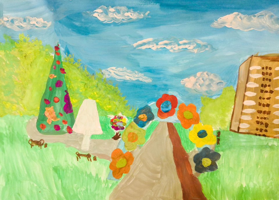 Детский рисунок - Солнечная поляна