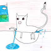 Рисунок "Ванна для котика Гирли" на конкурс "Конкурс детского рисунка "Любимое животное - 2018""
