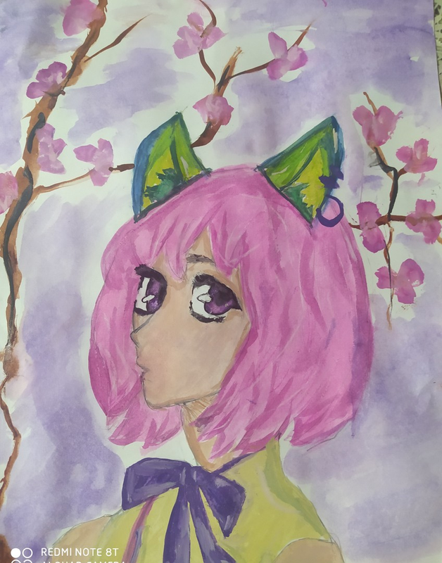 Детский рисунок - Девочка Аниме