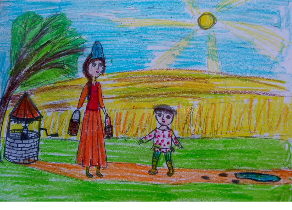 Детский рисунок - Сестрица Аленушка и братец Иванушка