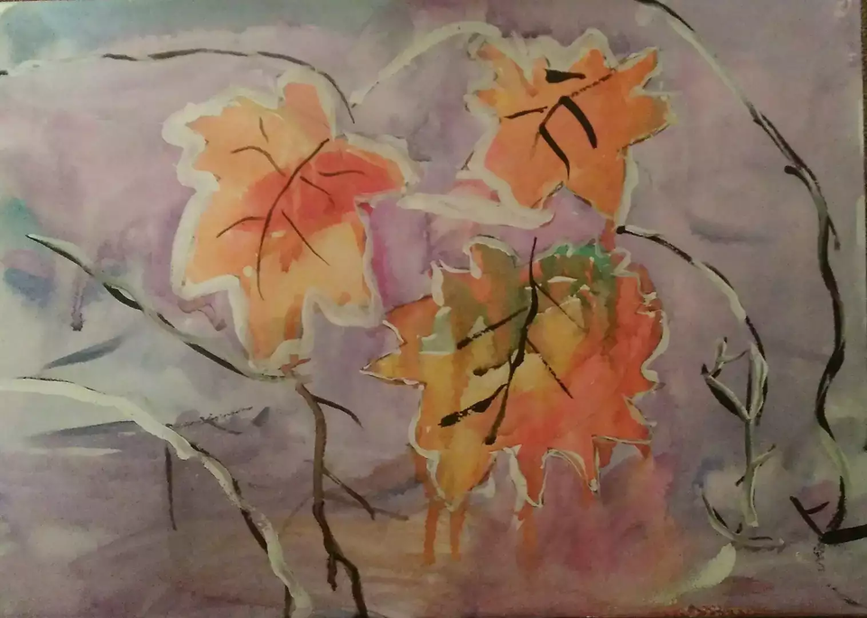 Детский рисунок - Дождливая осень