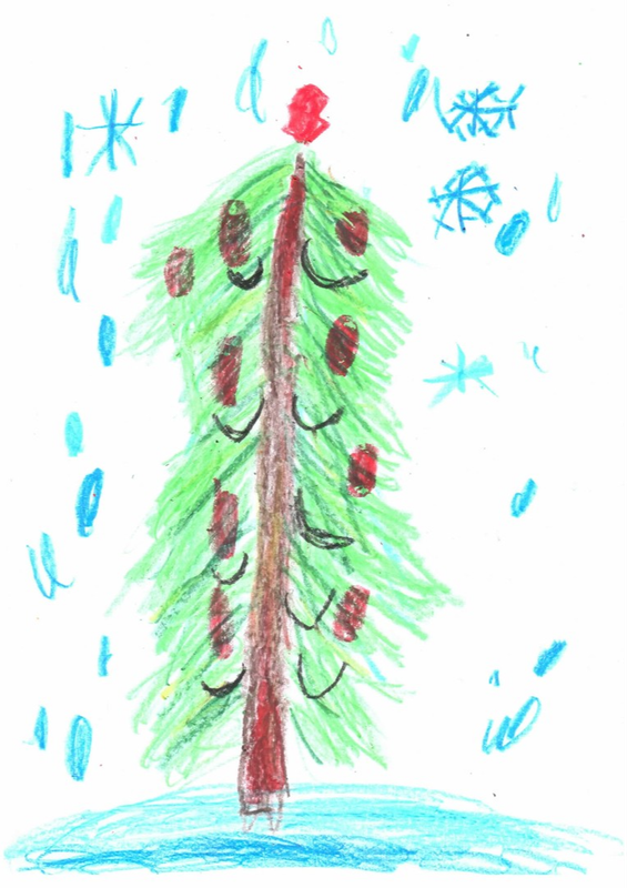 Детский рисунок - Новогодняя ёлка