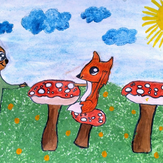 Рисунок "Урок в лесной школе" на конкурс "Конкурс детского рисунка "Рисовашки - 1-6 серии""