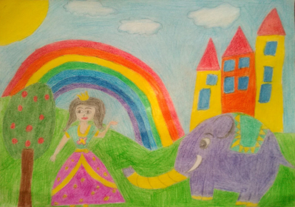 Детский рисунок - Принцесса Амита в сказочной стране