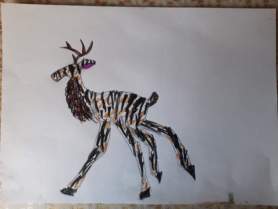 Детский рисунок - Забра-олень