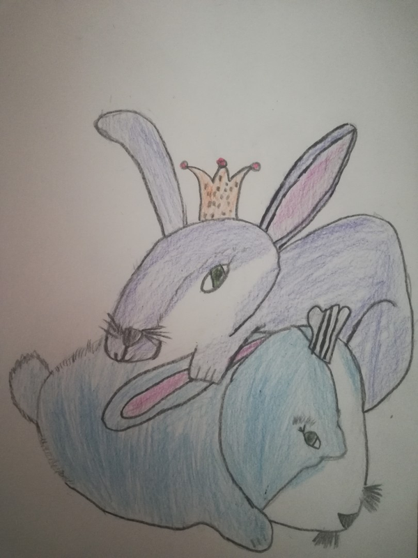 Детский рисунок - Кролики