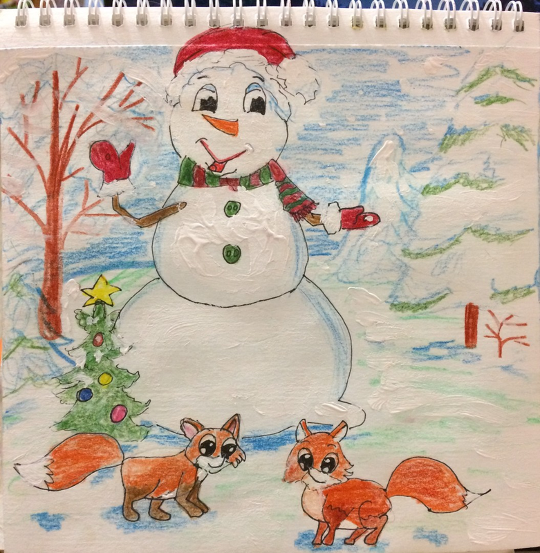 Детский рисунок - Снеговик