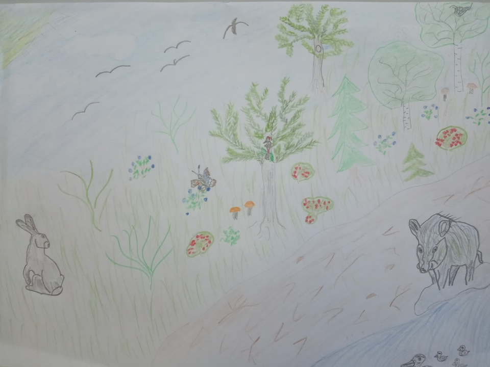 Детский рисунок - В лесу