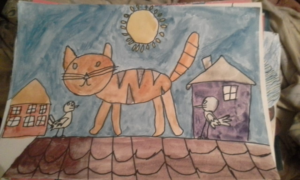 Детский рисунок - Котенок
