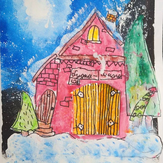 Рисунок "Домик в зимнем лесу"