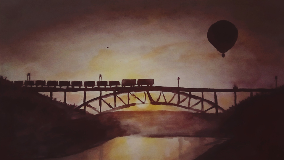 Детский рисунок - Железнодорожный мост в Каменске-Уральском