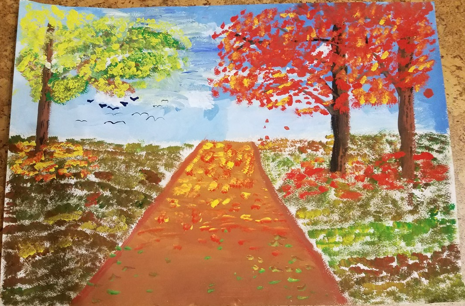 Детский рисунок - Осенний листопад