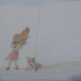 Рисунок "девочка Кисточка и собачка Ластик"