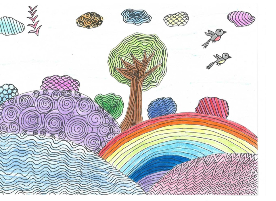 Детский рисунок - Сказочный лес