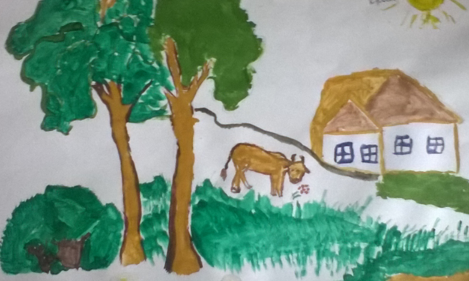 Детский рисунок - Вот моя деревня
