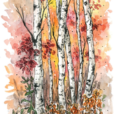 Рисунок "Березы осенью"