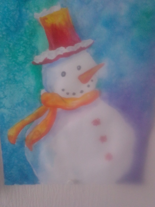 Детский рисунок - Снеговичок