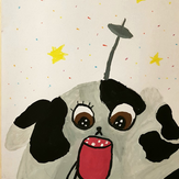 Рисунок "Пёстрик из созвездия Гончих псов" на конкурс "Конкурс детского рисунка “Невероятные животные - 2018”"
