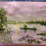Рисунок "Волшебный рассвет на озере" на конкурс "Конкурс детского рисунка "Рисовашки и друзья""