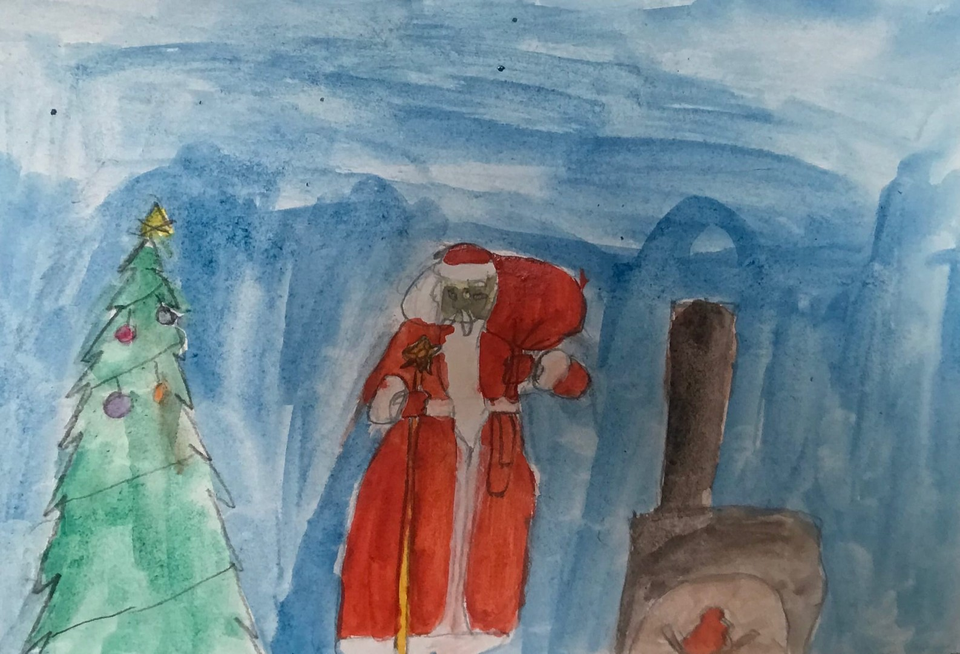 Детский рисунок - Дед Мороз