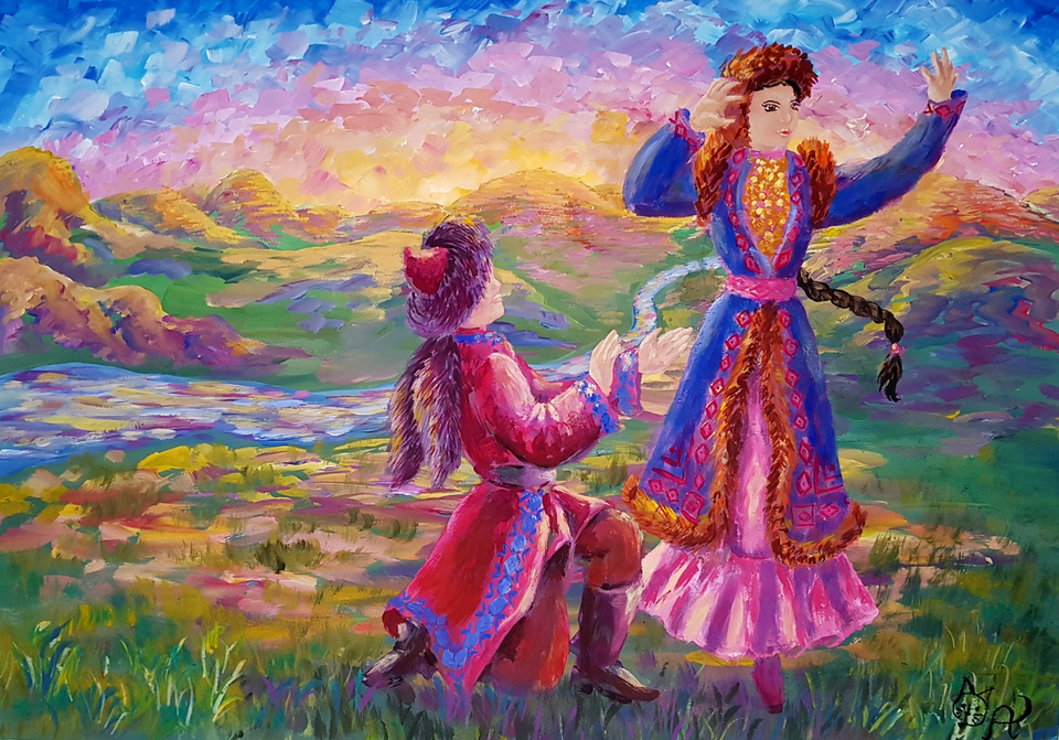 Детский рисунок - Весенний танец в горах