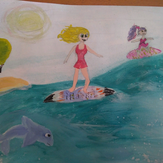 Рисунок "Серфинг" на конкурс "Конкурс детского рисунка “Спорт в нашей жизни”"