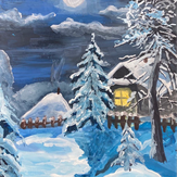 Рисунок "Зимой в деревне" на конкурс "Конкурс творческого рисунка “Свободная тема-2024""