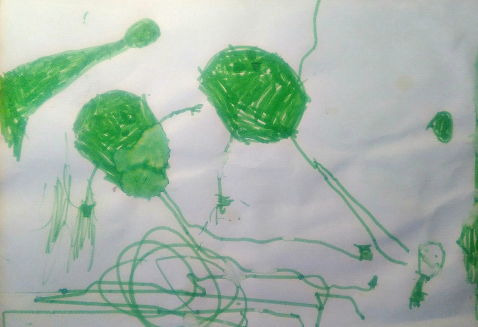 Детский рисунок - Зеленушки