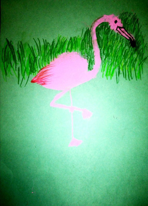 Детский рисунок - Фламинго