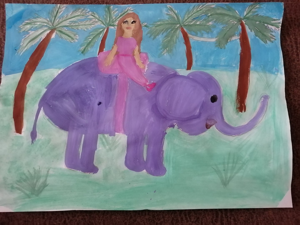 Детский рисунок - Мой верный слоник