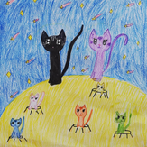Рисунок "Семья космических котят" на конкурс "Конкурс творческого рисунка “Свободная тема-2020”"