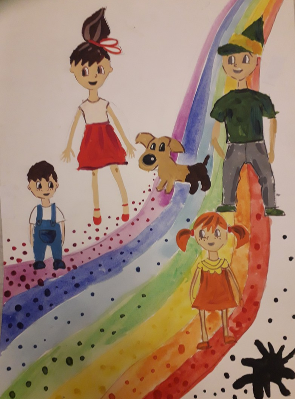 Детский рисунок - Разноцветная дружба