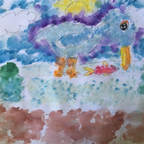 Рисунок "Разговор рыбки и чайки" на конкурс "Конкурс детского рисунка “Чудесное Лето - 2019”"