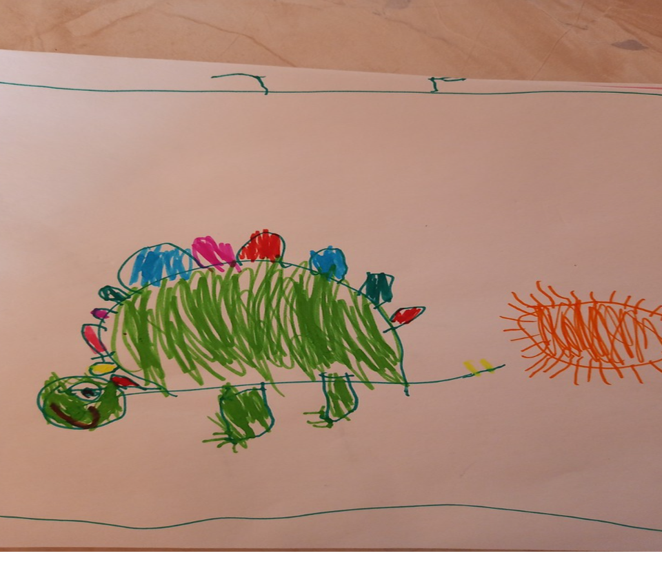 Детский рисунок - Динозавр-стегозавр 2022