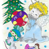 Рисунок "Новогодний ангел" на конкурс "Конкурс детского рисунка “Новогодняя Открытка-2019”"