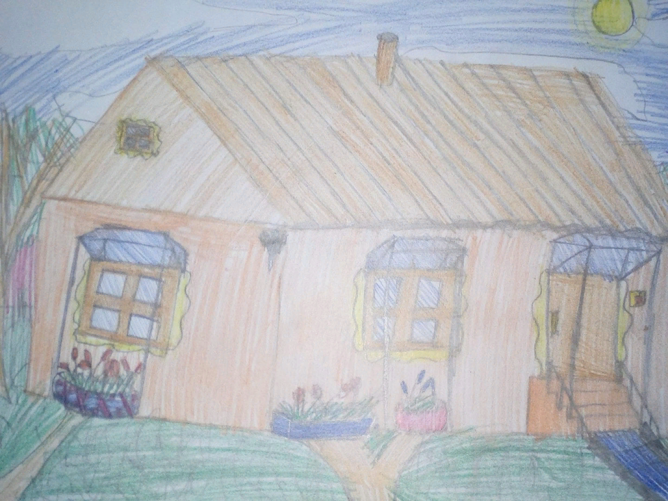 Детский рисунок - Уютный домик для Эвелинки