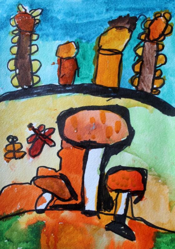 Детский рисунок - Поздние грибочки