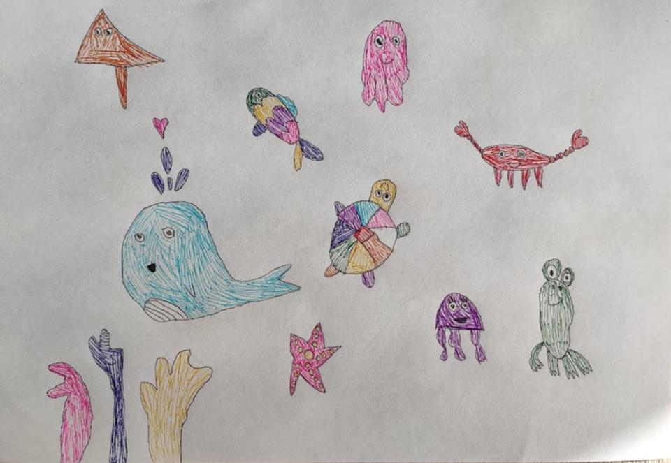 Детский рисунок - Морские жители