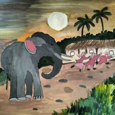 Рисунок "Слон спасает принцессу"