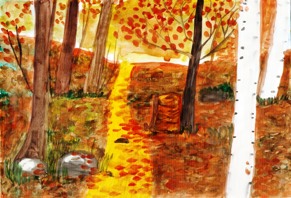 Детский рисунок - Осенний лес